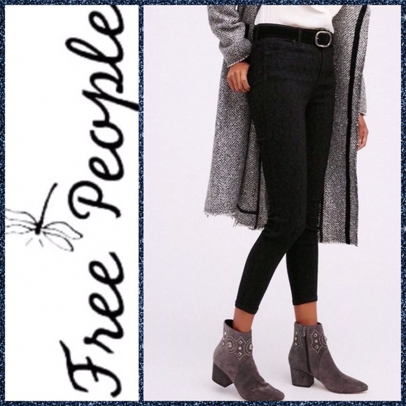 Free People Denim - NWT FREE PEOPLE Jacquard Stretch Skinny Jeans Blk